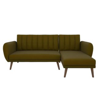 An Image of Brittany Linen Corner Sofa Bed Green