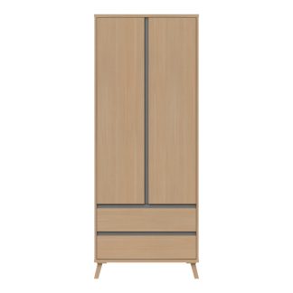 An Image of Jenson 2 Door Combi Wardrobe Light Oak