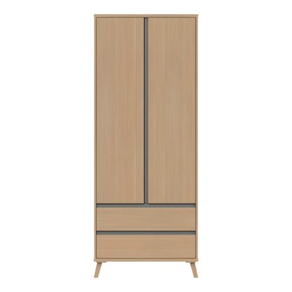 An Image of Jenson 2 Door Combi Wardrobe Light Oak