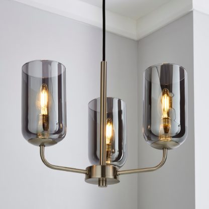 An Image of Palazzo 3 Light Smoked Glass Chandelier Chrome