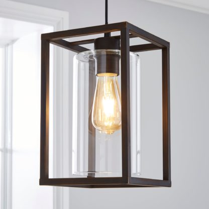 An Image of London Industrial 1 Light Pendant Bronze Ceiling Fitting Brown