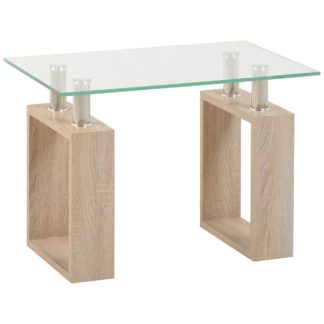 An Image of Milan Oak Glass Top Lamp Table Natural