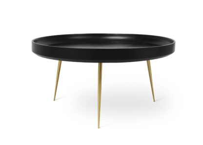 An Image of Mater Bowl Extra Large Occasional Table Grey Mango Brass Legs