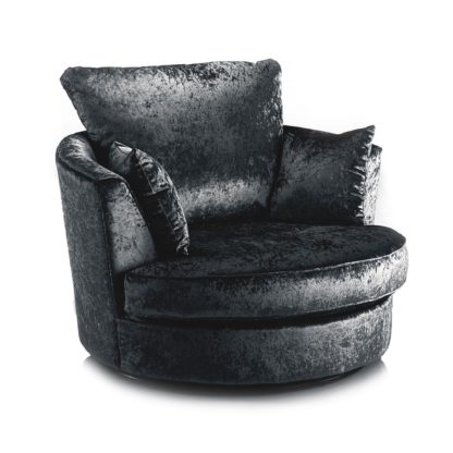 An Image of Blake Crushed Velvet Swivel Chair Black