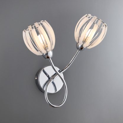 An Image of Rosa 2 Light Chrome Wall Light Chrome and Cream