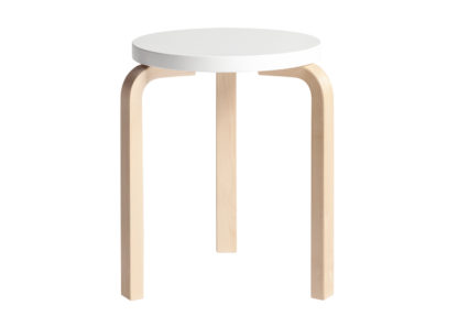 An Image of &Tradition Stool 60 Natural Birch Black Linoleum Seat