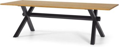 An Image of Bayron 10 Seat Dining Table, Brushed Oak & Charcoal