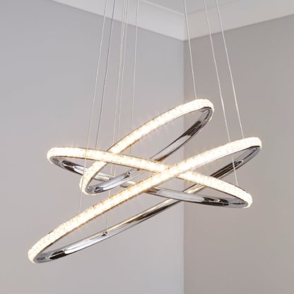 An Image of Cali 3 Light Integrated LED Hoop Crystal Ceiling Fitting Chrome