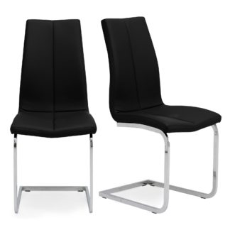 An Image of Jamison Set of 2 Dining Chairs Black PU Leather Black