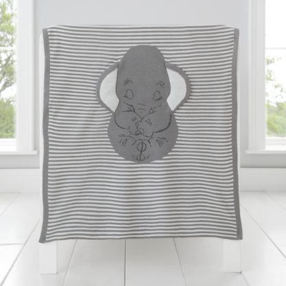 An Image of Dumbo Knitted Blanket Grey and White