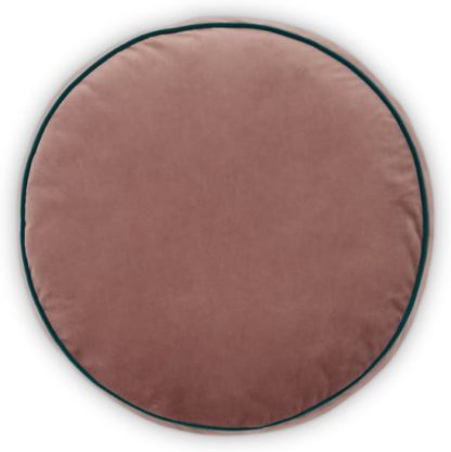 An Image of Julius Round Velvet Cushion, 45cm diam, Soft Pink