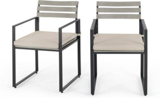 An Image of Catania Garden Set of 2 Garden Dining Chairs, Grey and Polywood