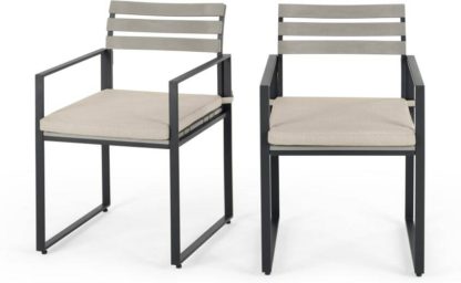 b7bd5aa820f7757a92276563b11bb788f7df8bb724508cebf33352383ca42959.jpg An Image of Catania Garden Set of 2 Garden Dining Chairs, Grey and Polywood