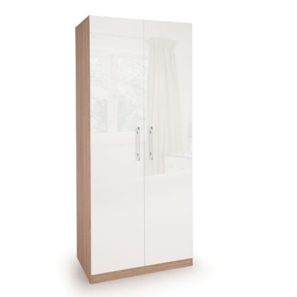 An Image of Kew High Gloss Single Wardrobe White/Natural