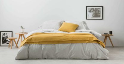 An Image of Solar Cotton Reversible Duvet Cover + 2 Pillowcases, King, Grey/White UK