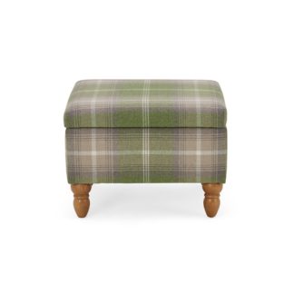 An Image of Oswald Check Storage Footstool - Green Green
