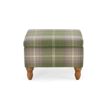 An Image of Oswald Check Storage Footstool - Green Green