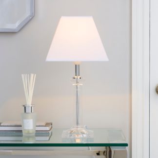 An Image of Square Clear Table Lamp White