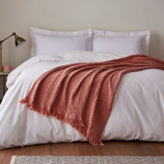 An Image of Cotton Waffle Throw Pink