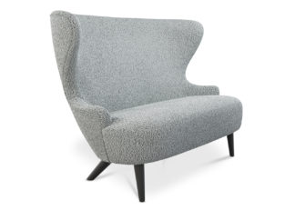 An Image of Tom Dixon Wingback Micro Sofa Grey Wool Black Legs