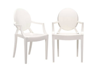 An Image of Kartell Louis Ghost Armchairs Glossy White - Minimum of 2 only