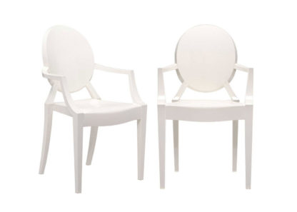 An Image of Kartell Louis Ghost Armchairs Glossy White - Minimum of 2 only