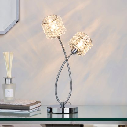 An Image of Jaimee 2 Light Chrome Table Lamp Chrome