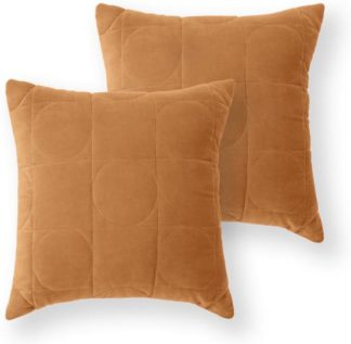 An Image of Keeble Set of 2 Velvet Cushions, 45 x 45cm, Cinnamon