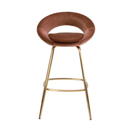 An Image of Stella Bar Stool Rose Velvet Pink Blush