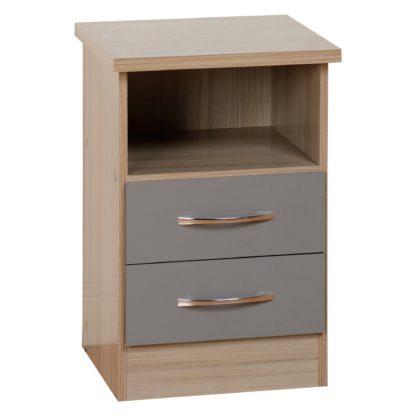 An Image of Nevada 2 Drawer Grey Bedside Table Grey and Brown