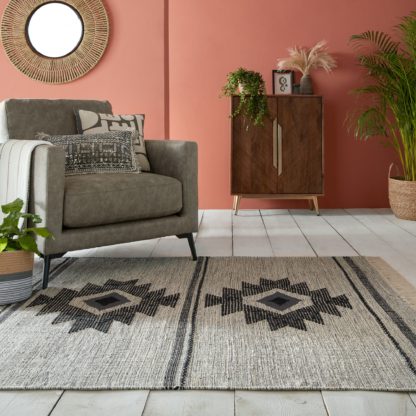 An Image of Monochrome Nomadic Rug Dark Grey