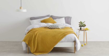 An Image of Grove 100% Cotton Stonewashed Waffle Bedspread,150 x 200cm, Mustard