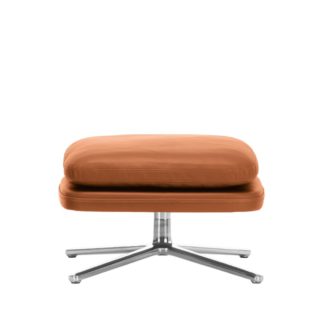 An Image of Vitra Grand Relax Ottoman Leather Cognac Polished Base Felt Glides