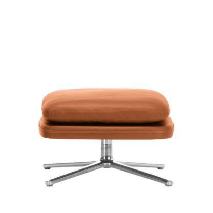 An Image of Vitra Grand Relax Ottoman Leather Cognac Polished Base Felt Glides