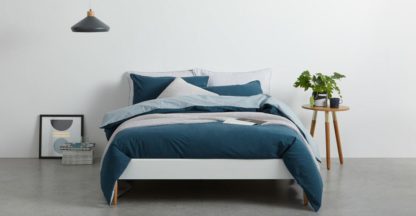 An Image of Solar Cotton Reversible Duvet Cover + 2 Pillowcase, Double, Midnight Blue UK