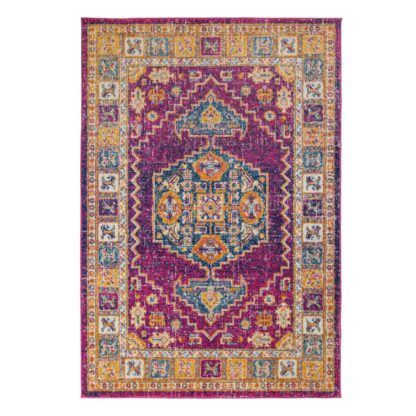 An Image of Urban Traditional Rug Pink, Blue and Yellow