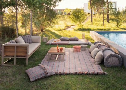 An Image of Gandia Blasco Garden Layers Rug Tartan Terracotta