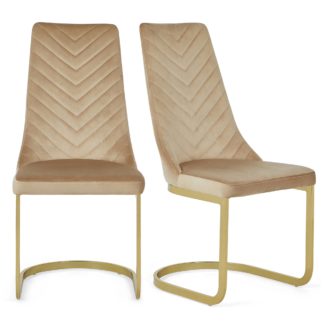 An Image of Nova Set of 2 Dining Chairs Mink Brushed Velvet Brown