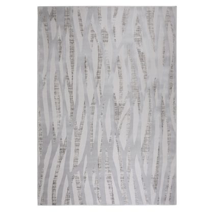 An Image of Linear Luxe Silver Rug Silver