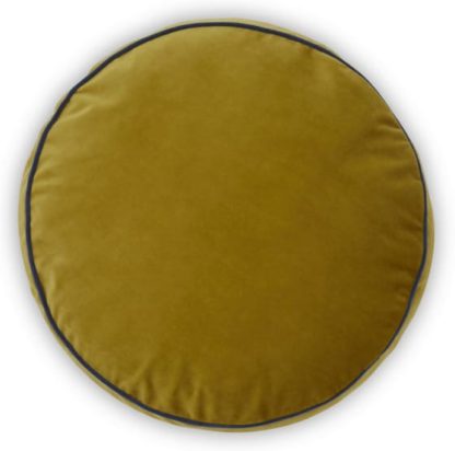 An Image of Julius Round Velvet Cushion, 45cm diam, Antique Gold