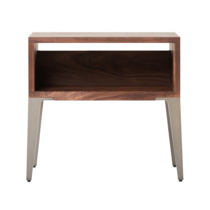 An Image of De La Espada Bretton Bedside Table Walnut Taupe Legs