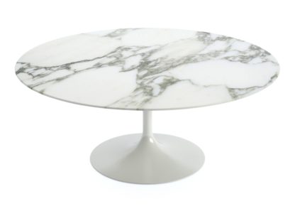 An Image of Knoll Saarinen Round Coffee Table Arabescato Coated Marble