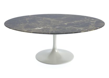 An Image of Knoll Saarinen Oval Coffee Table Arabescato Coated Marble