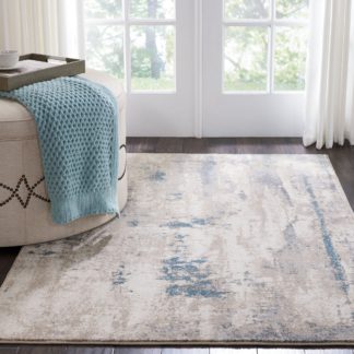 An Image of Maxell 17 Rug Grey, Blue and Beige