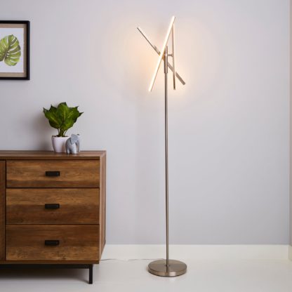 An Image of Talis Integrated LED Touch Dimmable Floor Lamp Nickel
