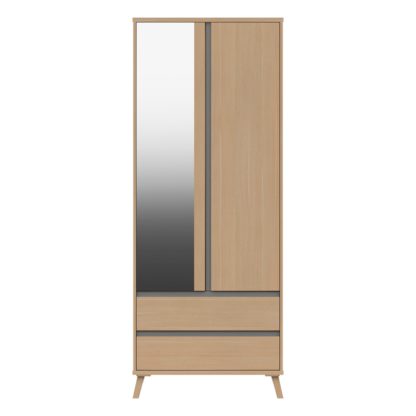 An Image of Jenson 2 Door Combi Wardrobe Light Oak