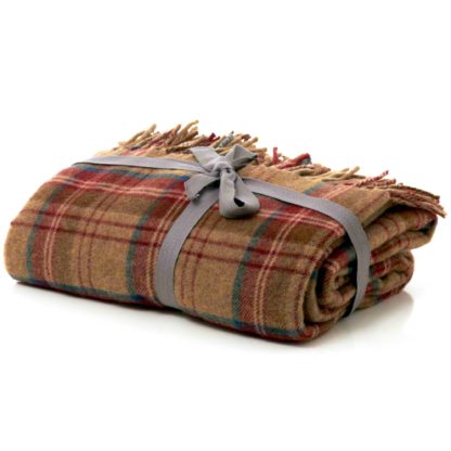 An Image of Checked Tweed Red Throw Red