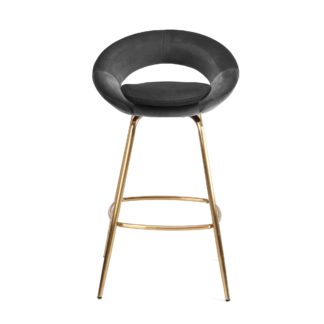 An Image of Stella Bar Stool Grey Velvet Grey