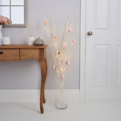 An Image of Pink Peony White Twig Lights Pink