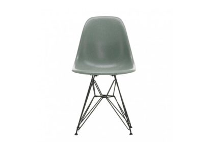 An Image of Vitra Eames Fibreglass Chair DSR Eames Sea Foam Green 30 Basic Dark Powder